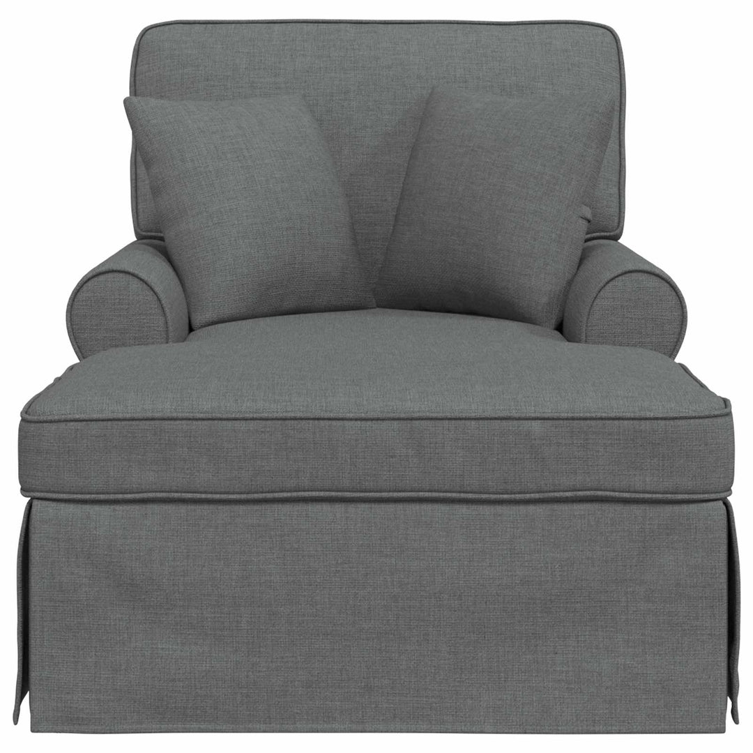 Chaise lounge med volant med pude med pude 3 pcs Mørkegrå Stof