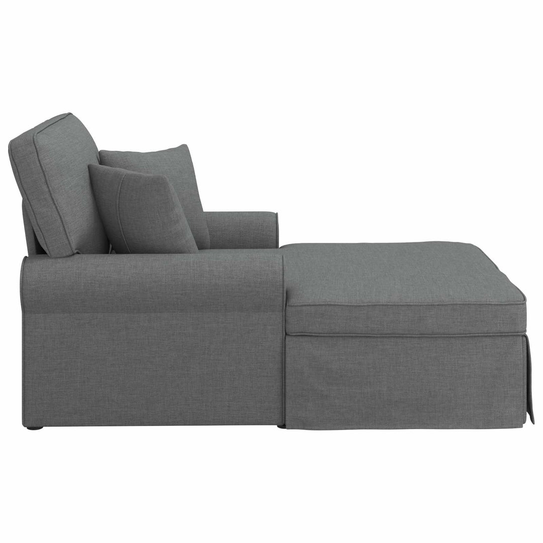 Chaise lounge med volant med pude med pude 3 pcs Mørkegrå Stof