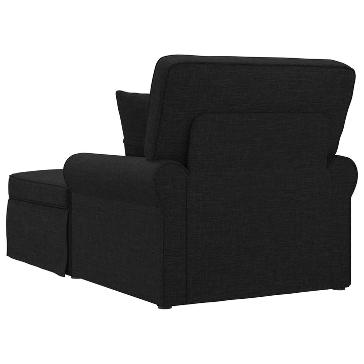 Chaise lounge med volant med pude med pude 3 pcs Sort Stof