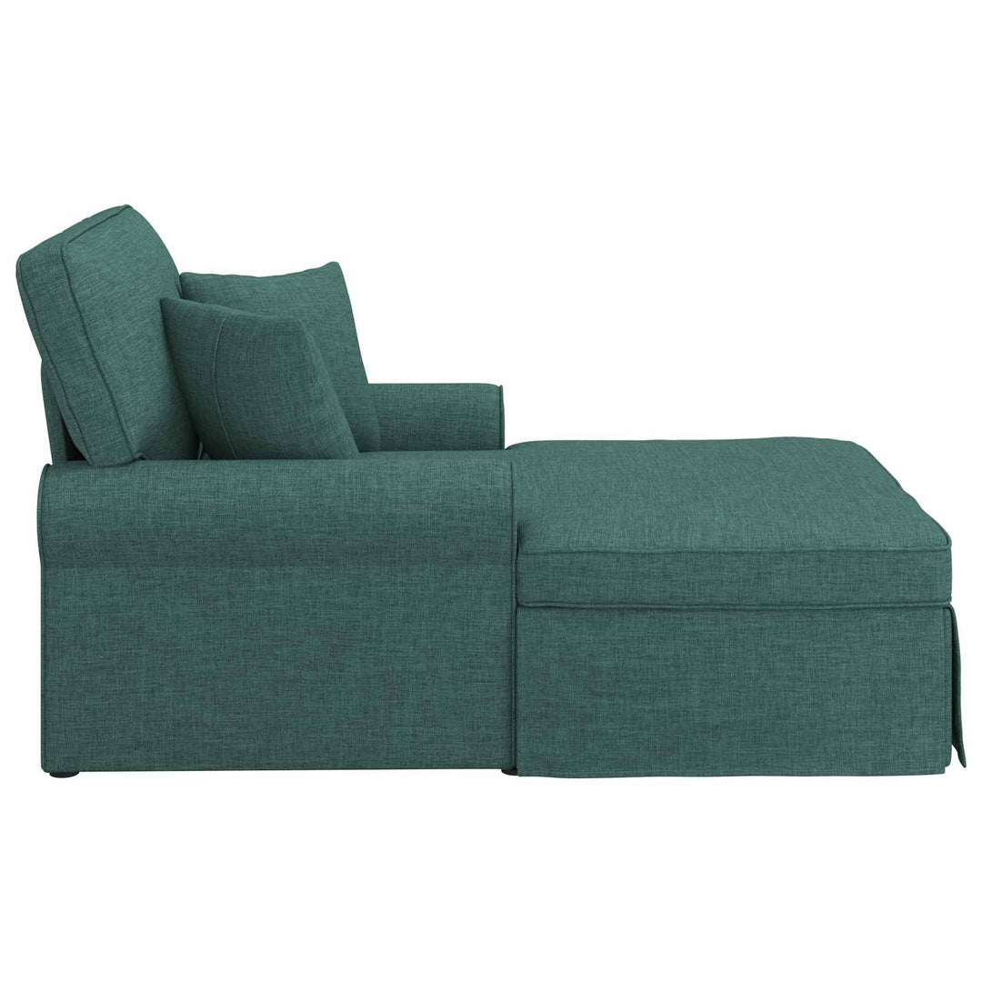 Chaise lounge med volant med pude med pude 3 pcs Mørkegrøn Stof