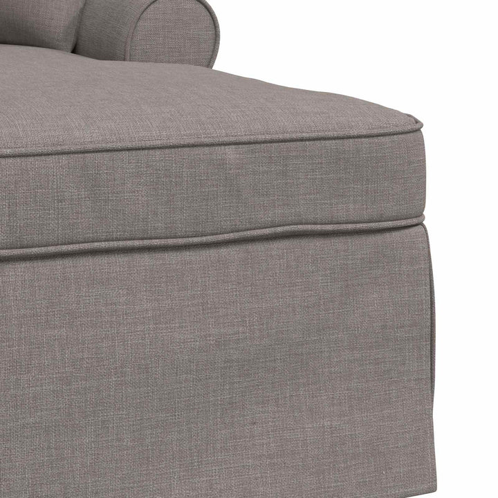 Chaise lounge med volant med pude med pude 3 pcs Gråbrun Stof