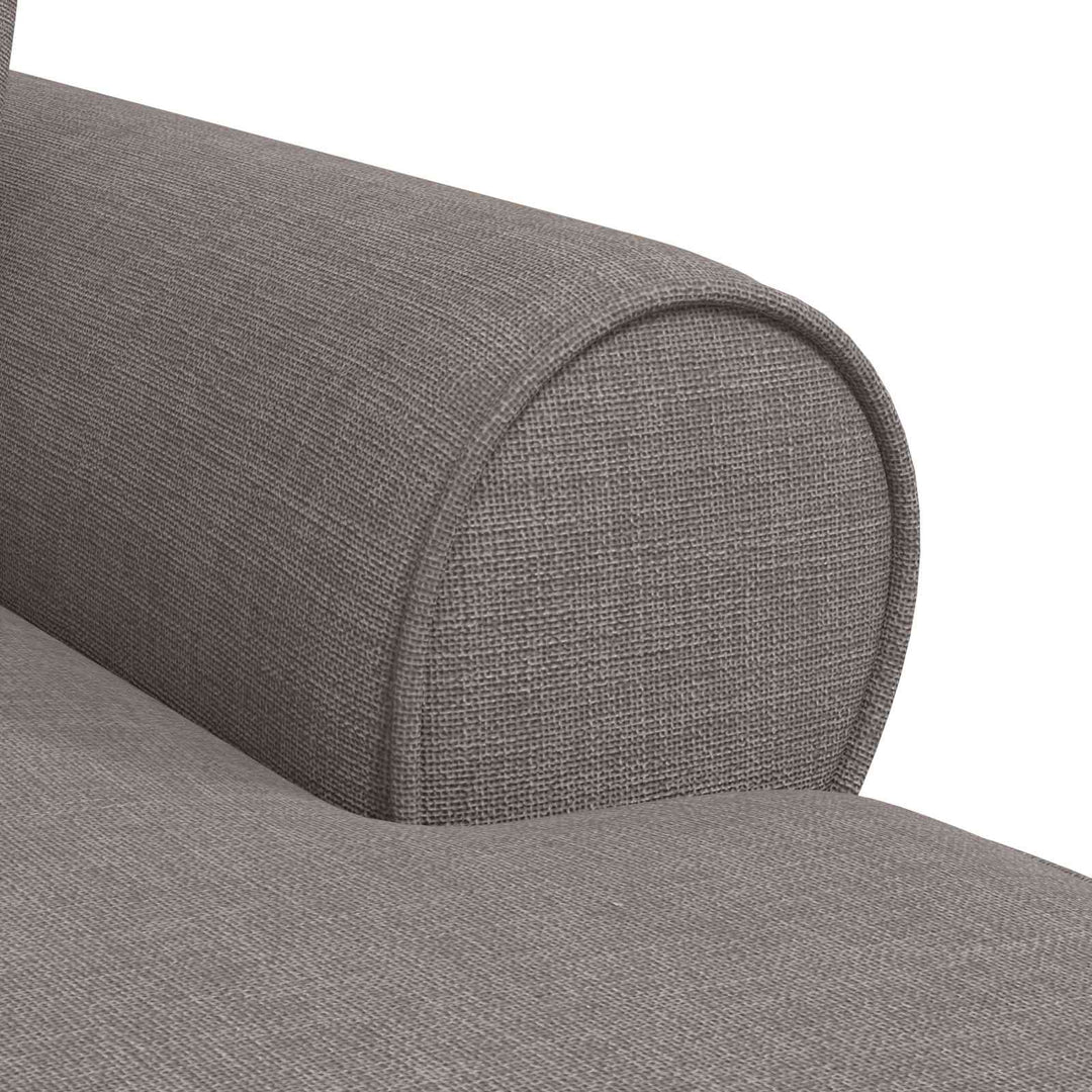 Chaise lounge med volant med pude med pude 3 pcs Gråbrun Stof