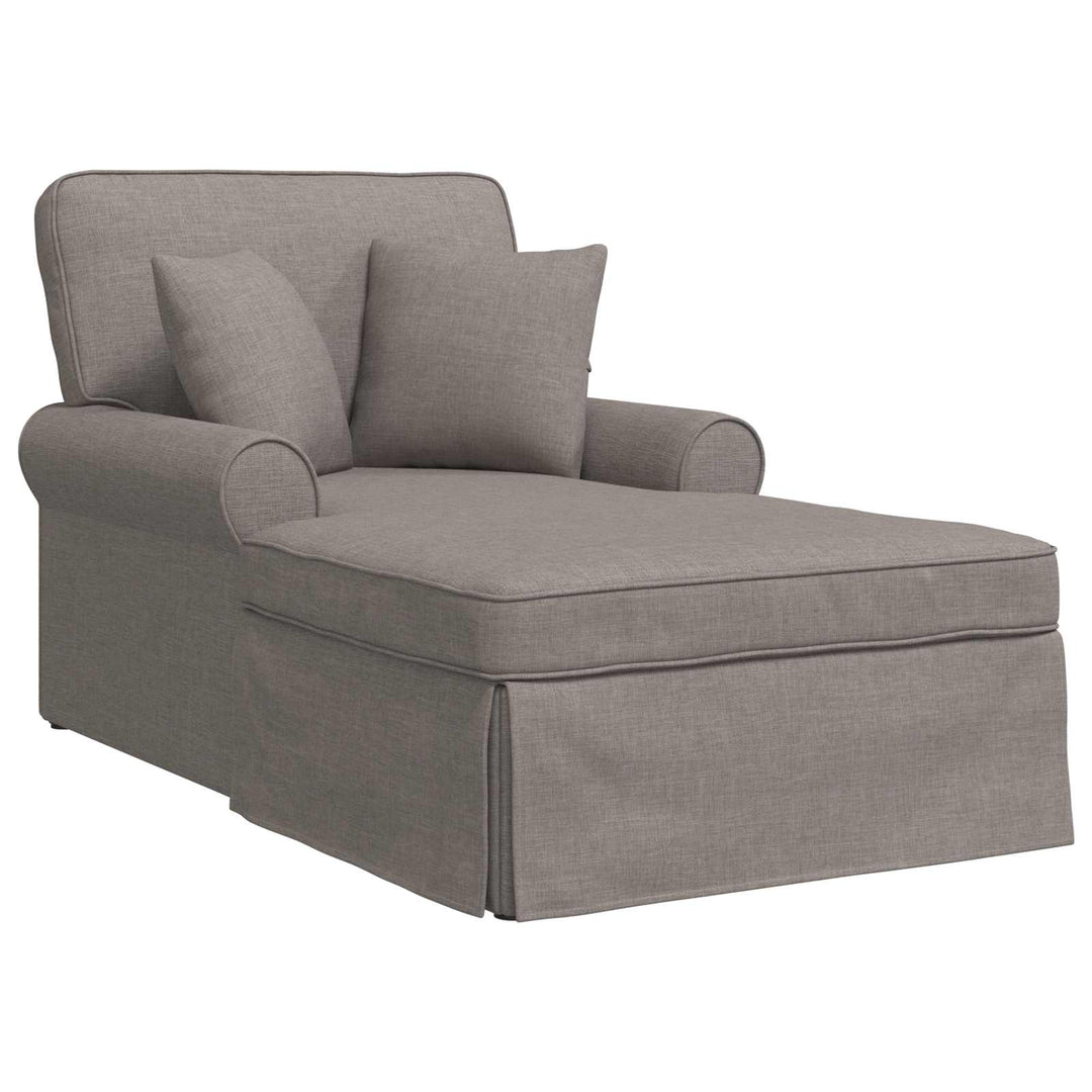Chaise lounge med volant med pude med pude 3 pcs Gråbrun Stof
