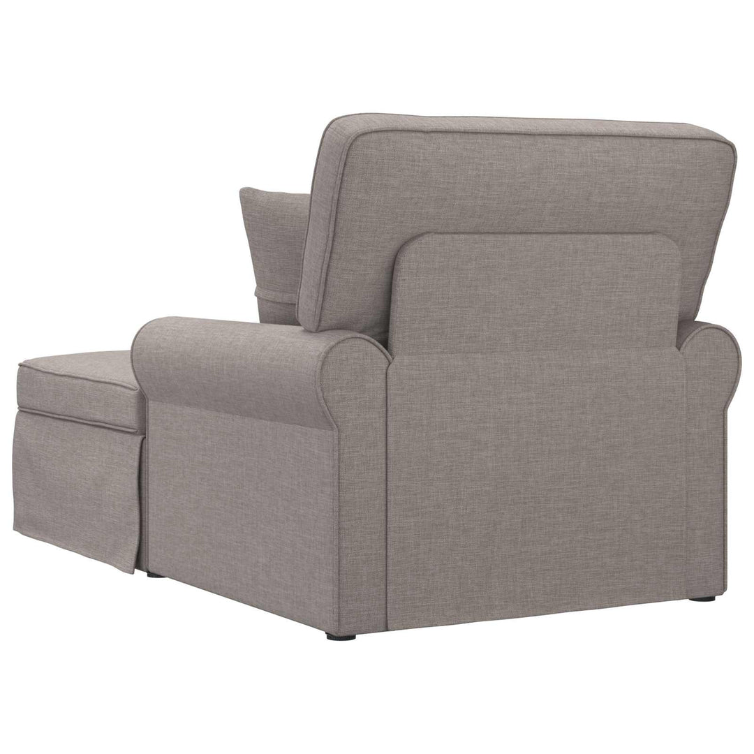 Chaise lounge med volant med pude med pude 3 pcs Gråbrun Stof