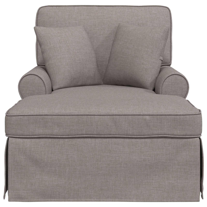 Chaise lounge med volant med pude med pude 3 pcs Gråbrun Stof