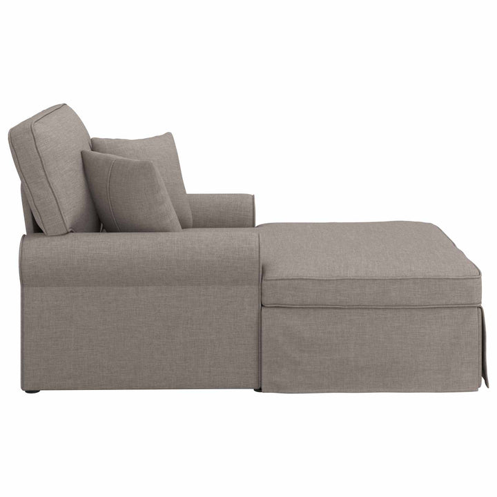 Chaise lounge med volant med pude med pude 3 pcs Gråbrun Stof