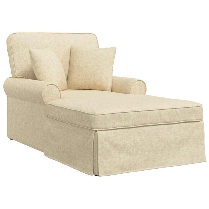 Chaise lounge med volant med pude med pude 3 pcs Creme Stof