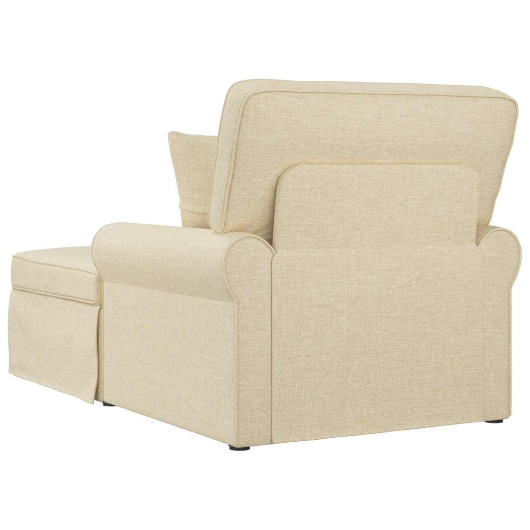 Chaise lounge med volant med pude med pude 3 pcs Creme Stof