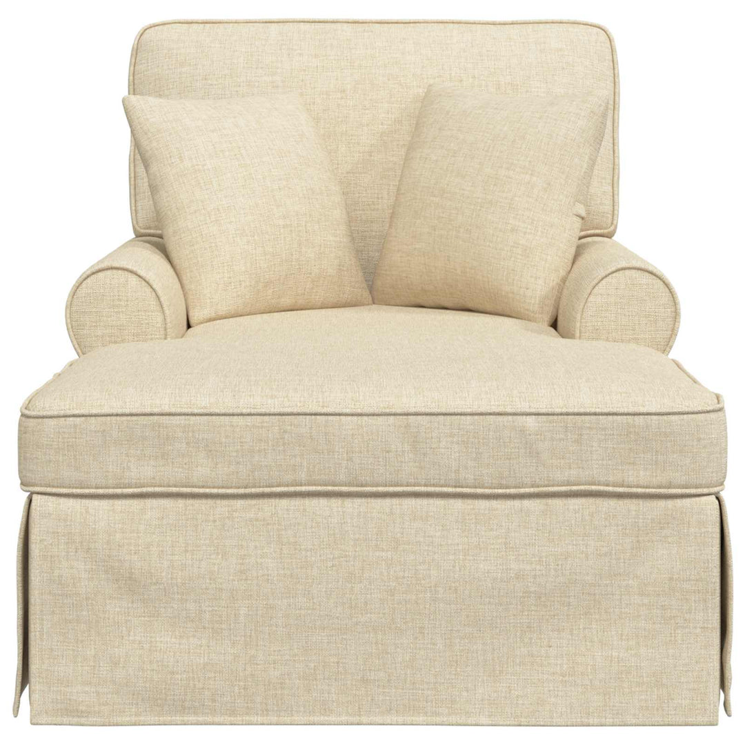 Chaise lounge med volant med pude med pude 3 pcs Creme Stof