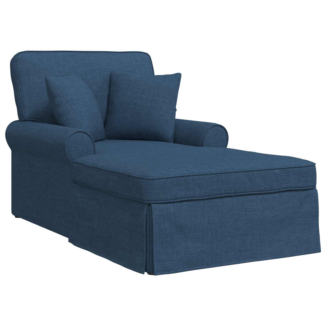 Chaise lounge med volant med pude med pude 3 pcs Blå Stof