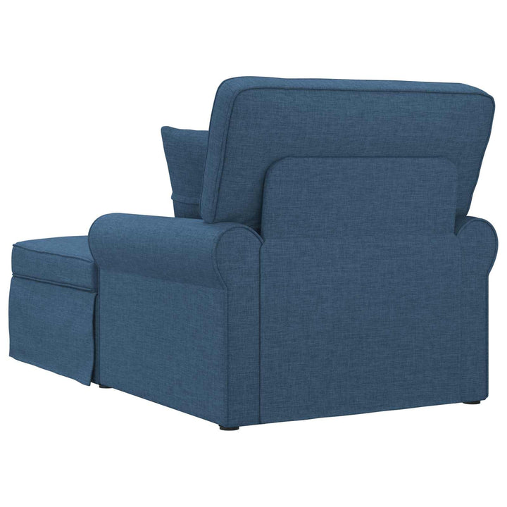 Chaise lounge med volant med pude med pude 3 pcs Blå Stof