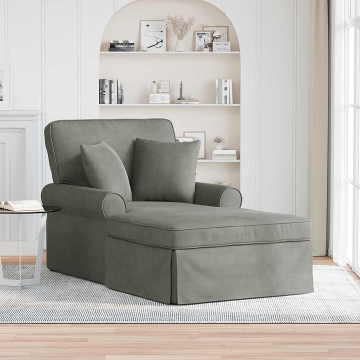 Chaise lounge med volant med pude 3 pcs Lysegrå Velourstof