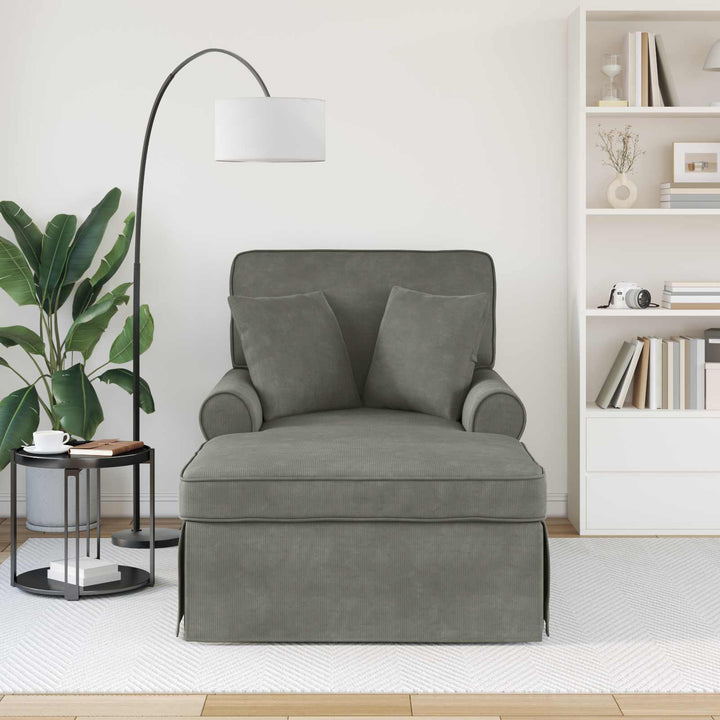 Chaise lounge med volant med pude 3 pcs Lysegrå Velourstof