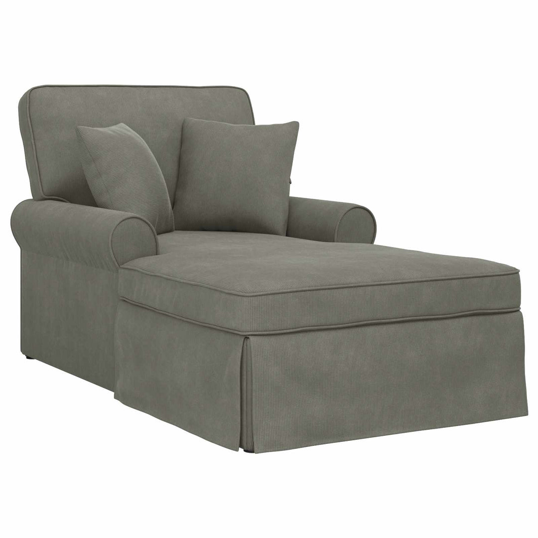 Chaise lounge med volant med pude 3 pcs Lysegrå Velourstof