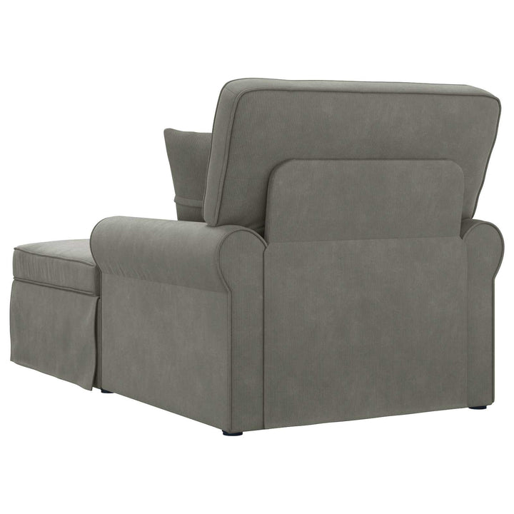 Chaise lounge med volant med pude 3 pcs Lysegrå Velourstof