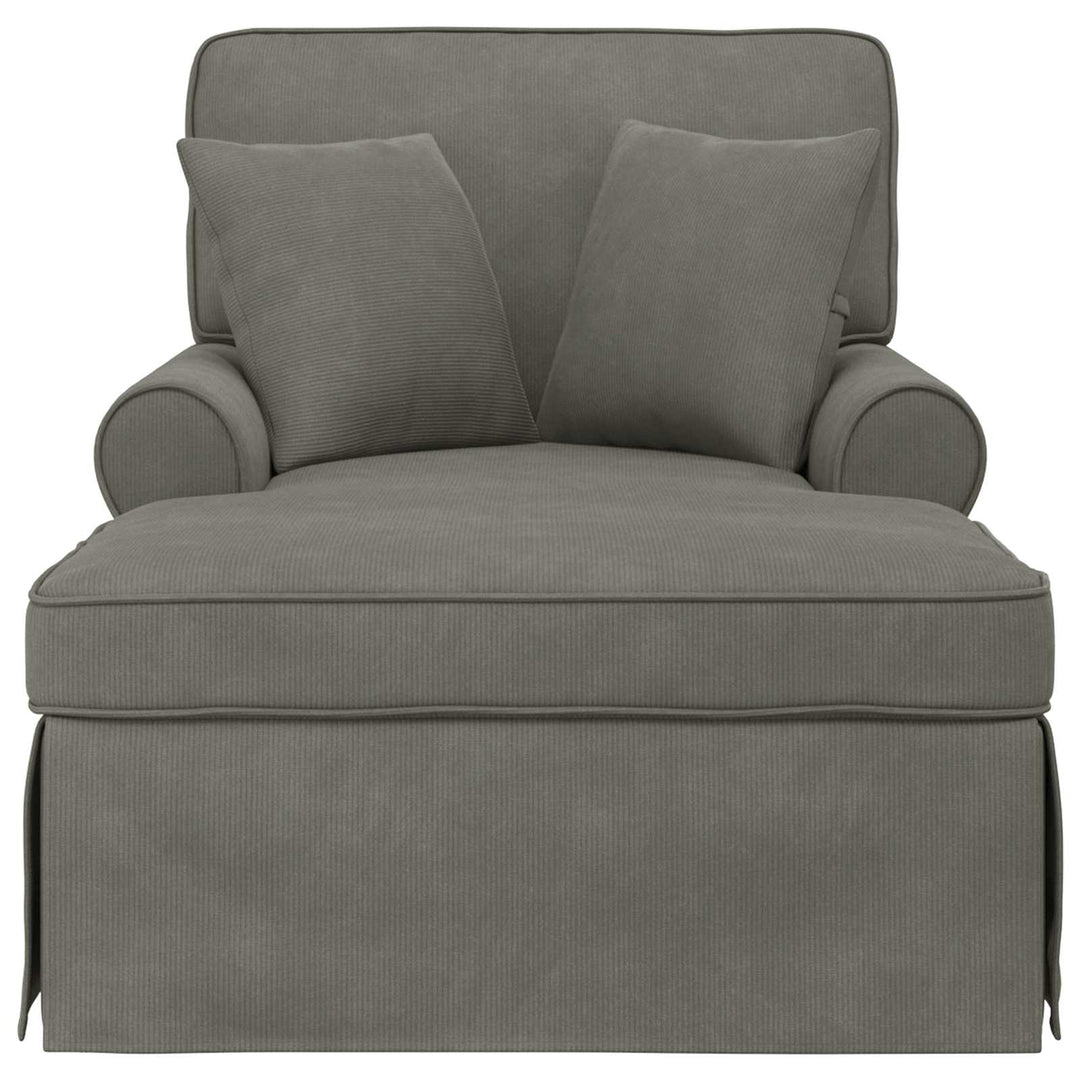 Chaise lounge med volant med pude 3 pcs Lysegrå Velourstof