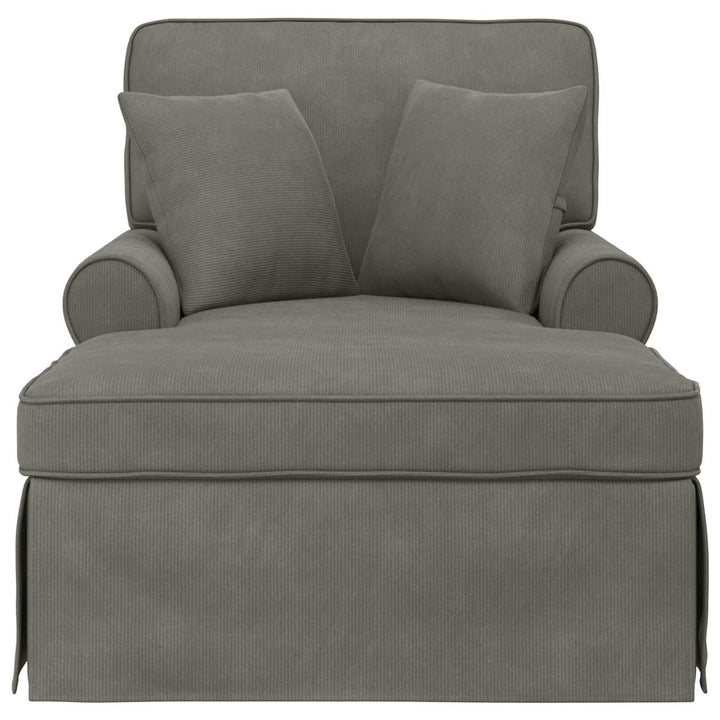 Chaise lounge med volant med pude 3 pcs Lysegrå Velourstof