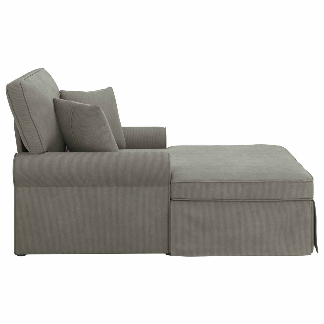 Chaise lounge med volant med pude 3 pcs Lysegrå Velourstof