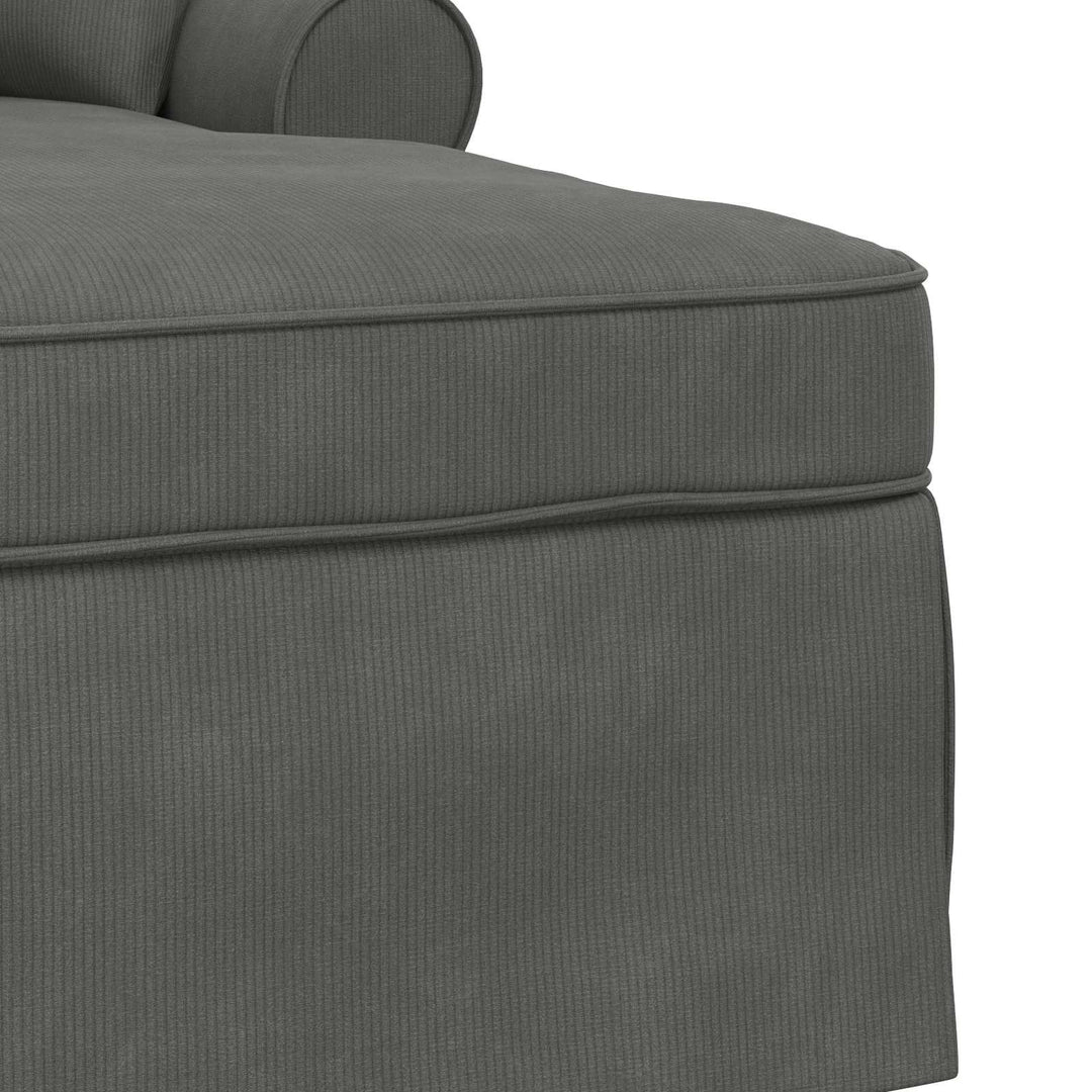 Chaise lounge med volant med pude 3 pcs Mørkegrå Velourstof