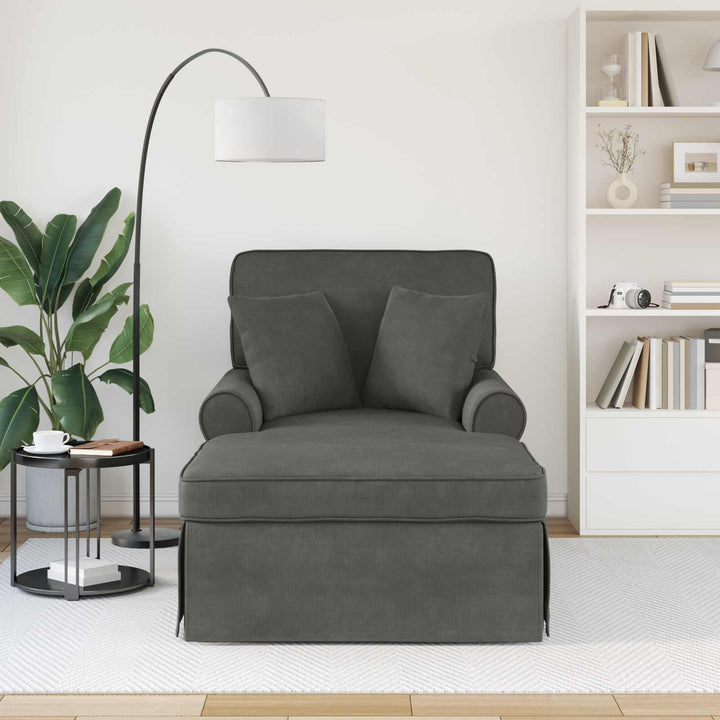 Chaise lounge med volant med pude 3 pcs Mørkegrå Velourstof