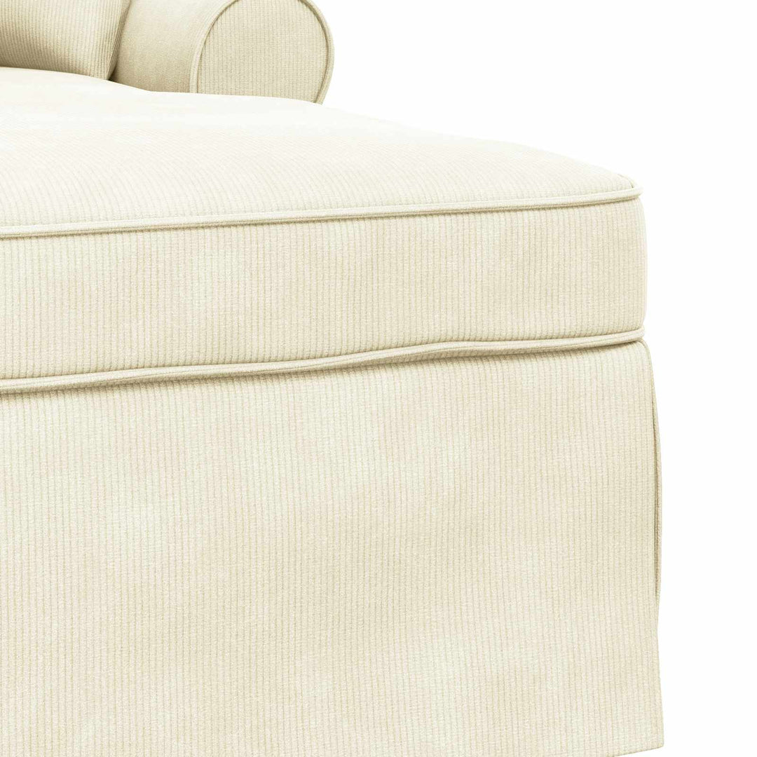 Chaise lounge med volant med pude 3 pcs Creme Velourstof
