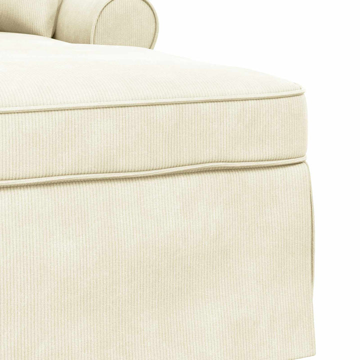 Chaise lounge med volant med pude 3 pcs Creme Velourstof