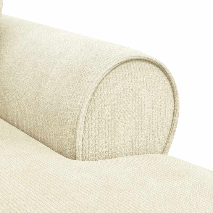 Chaise lounge med volant med pude 3 pcs Creme Velourstof