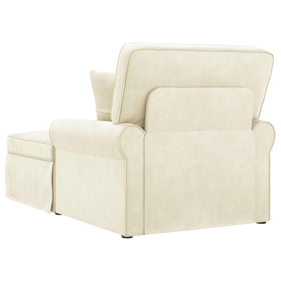Chaise lounge med volant med pude 3 pcs Creme Velourstof