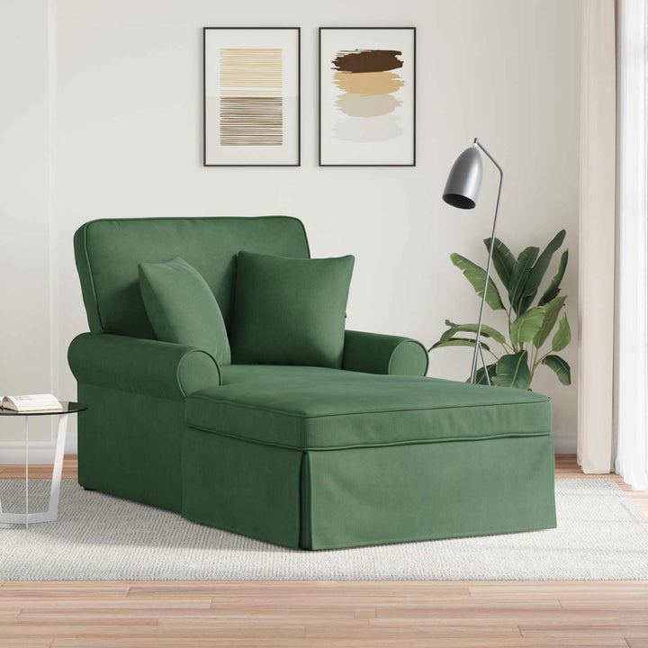 Chaise lounge med volant med pude 3 pcs Jungle Grøn Velourstof