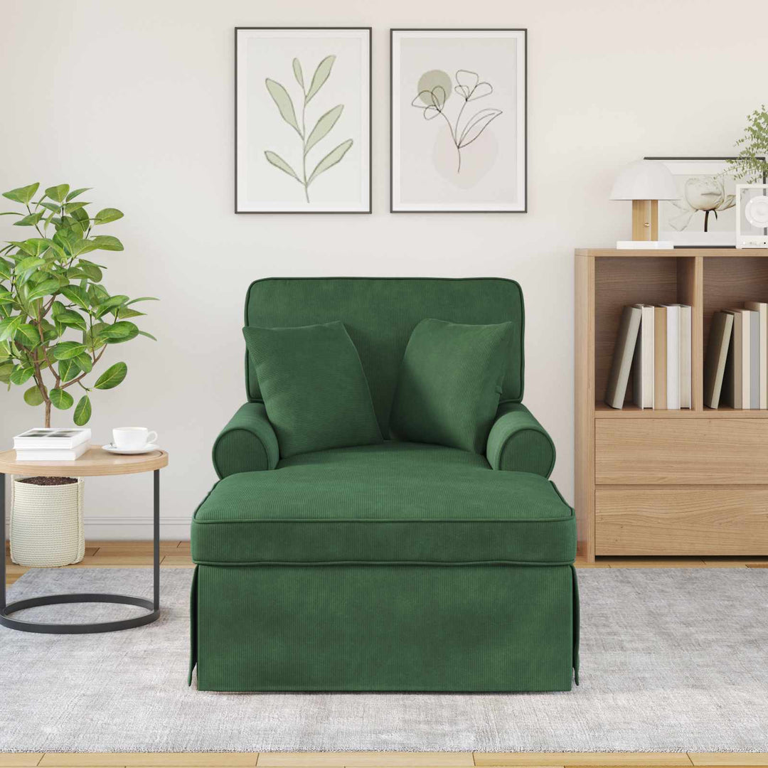 Chaise lounge med volant med pude 3 pcs Jungle Grøn Velourstof