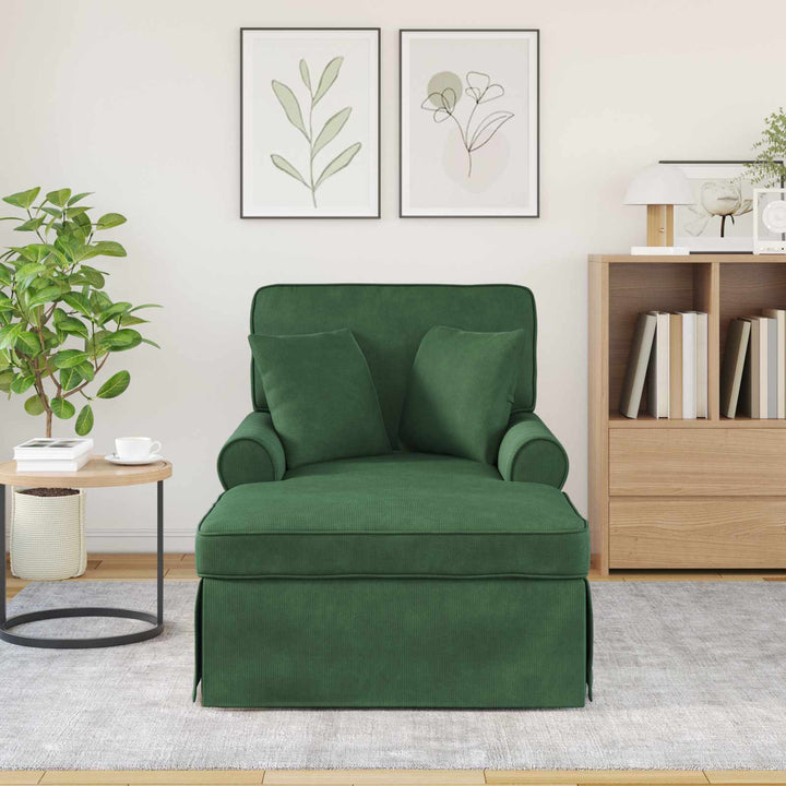Chaise lounge med volant med pude 3 pcs Jungle Grøn Velourstof