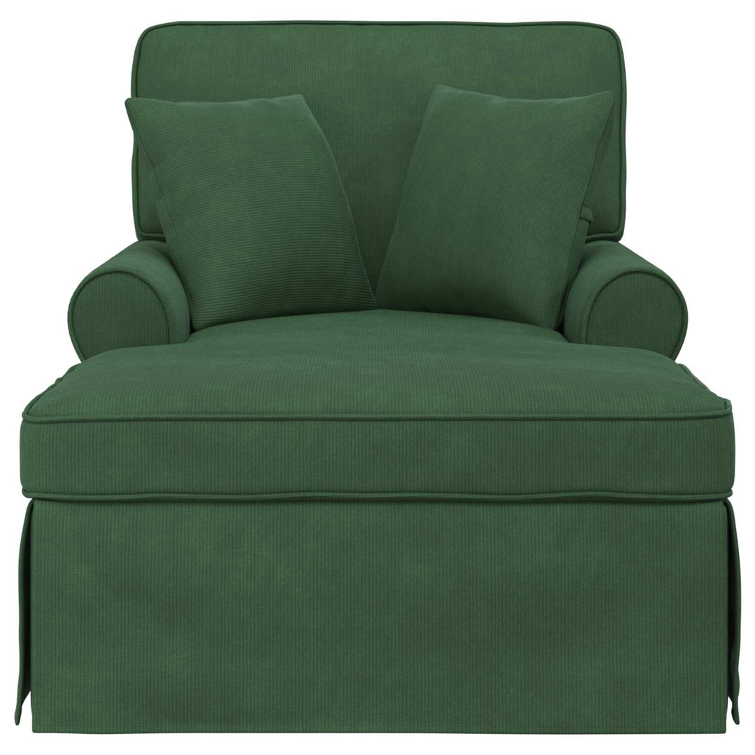 Chaise lounge med volant med pude 3 pcs Jungle Grøn Velourstof