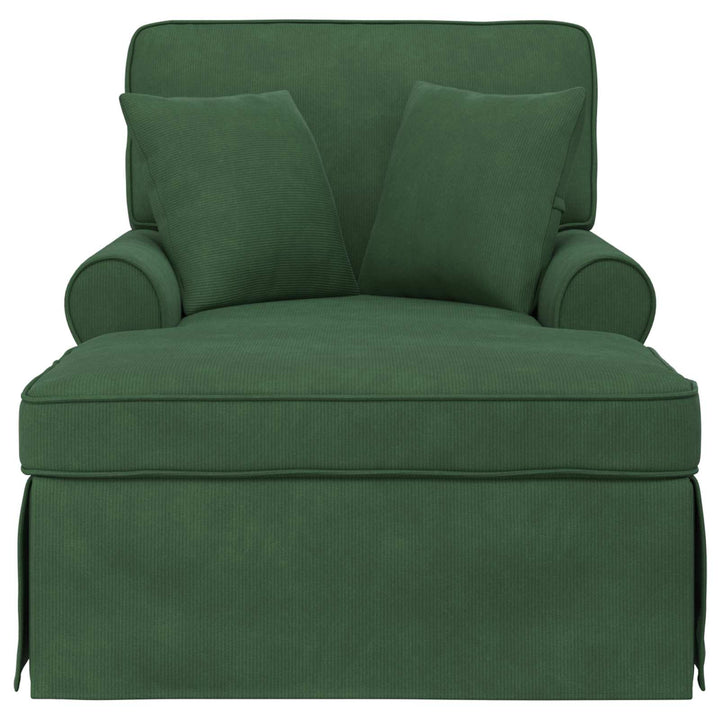 Chaise lounge med volant med pude 3 pcs Jungle Grøn Velourstof