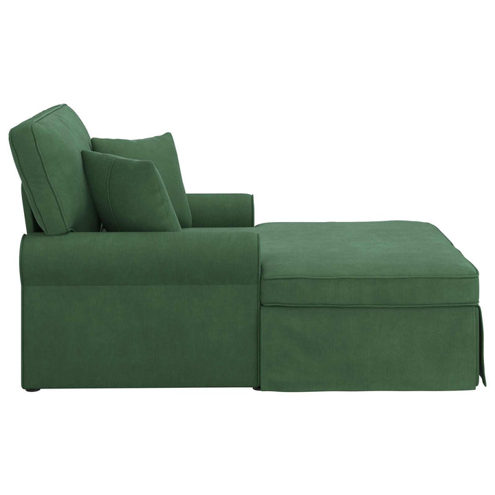 Chaise lounge med volant med pude 3 pcs Jungle Grøn Velourstof