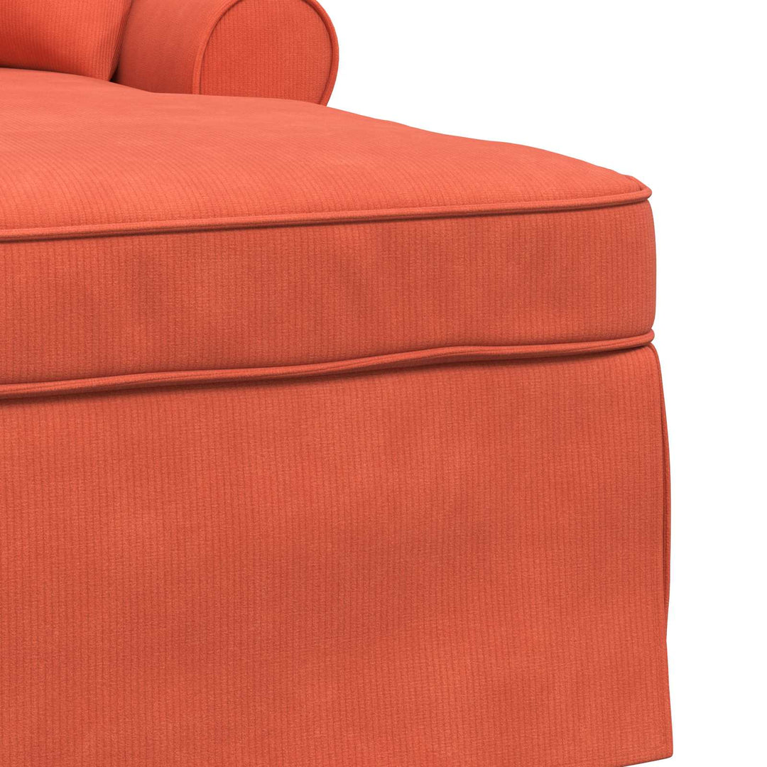 Chaise lounge med volant med pude 3 pcs Rød orange Velourstof