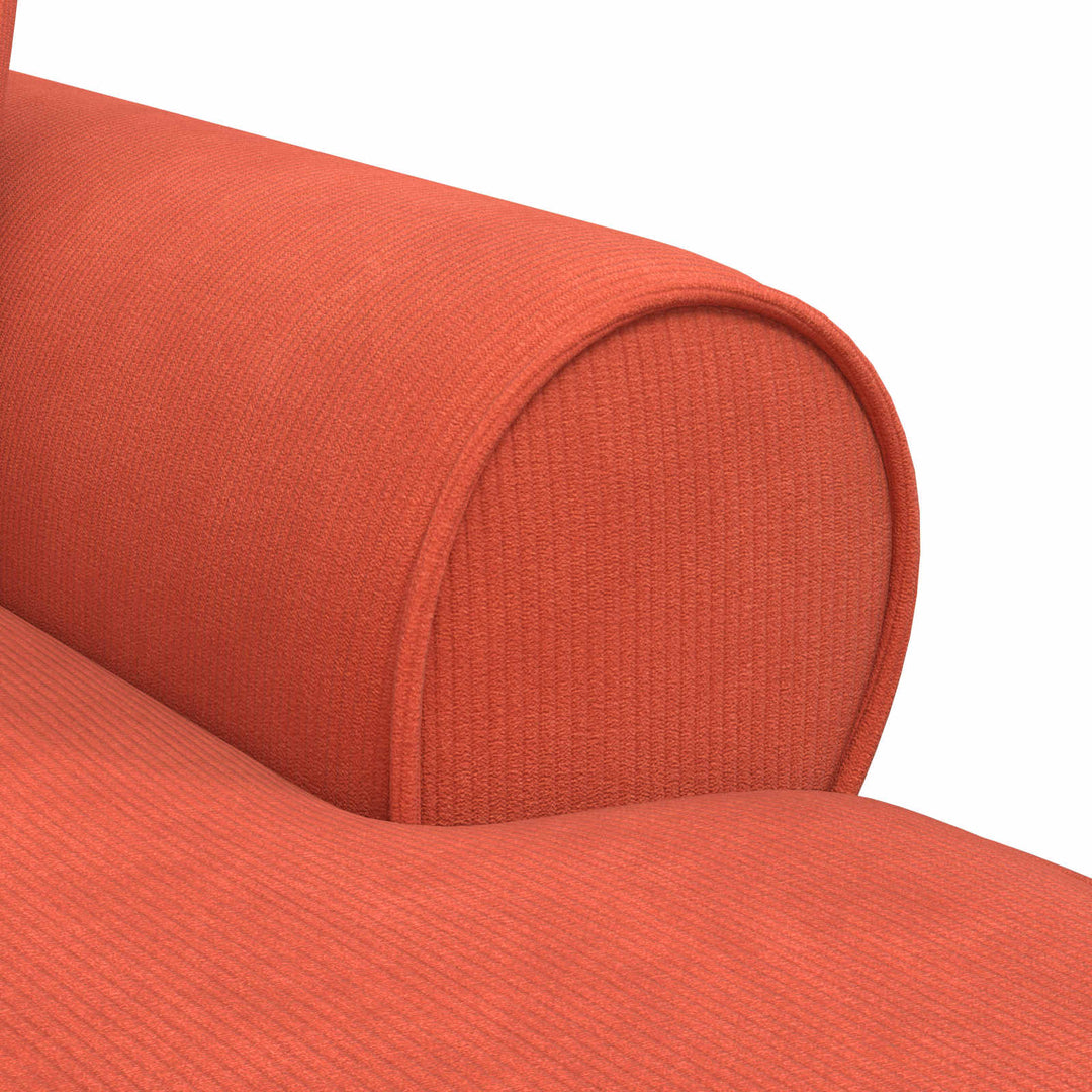 Chaise lounge med volant med pude 3 pcs Rød orange Velourstof