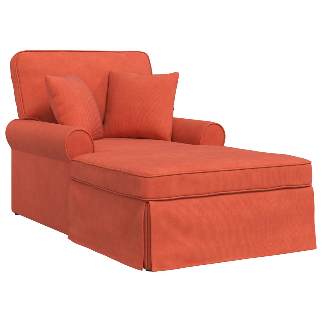 Chaise lounge med volant med pude 3 pcs Rød orange Velourstof