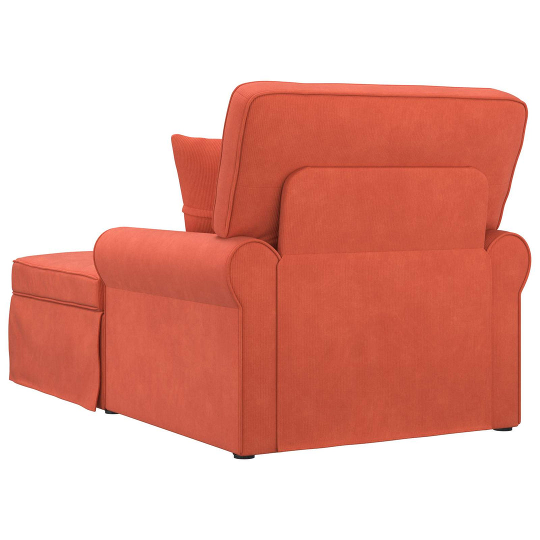 Chaise lounge med volant med pude 3 pcs Rød orange Velourstof