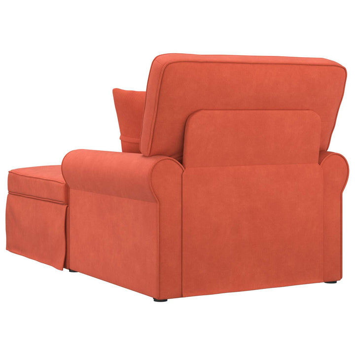 Chaise lounge med volant med pude 3 pcs Rød orange Velourstof