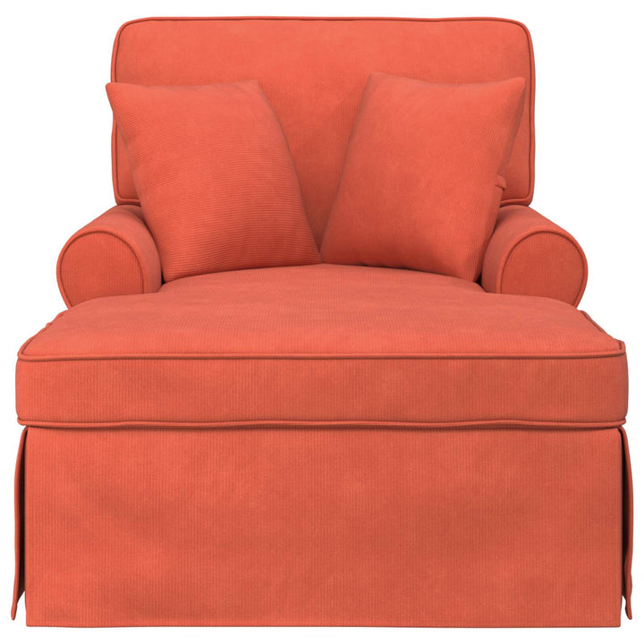 Chaise lounge med volant med pude 3 pcs Rød orange Velourstof