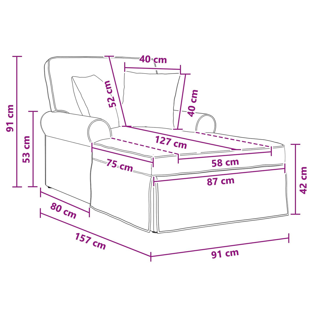 Chaise lounge med volant med pude Beige 157 x 91 x 91 cm ARES