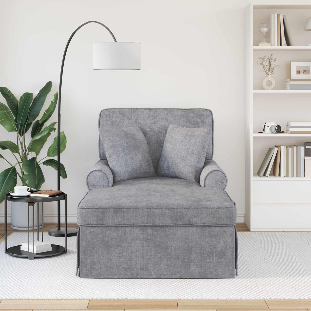 Chaise lounge med volant med pude Lysegrå 157 x 91 x 91 cm ARES