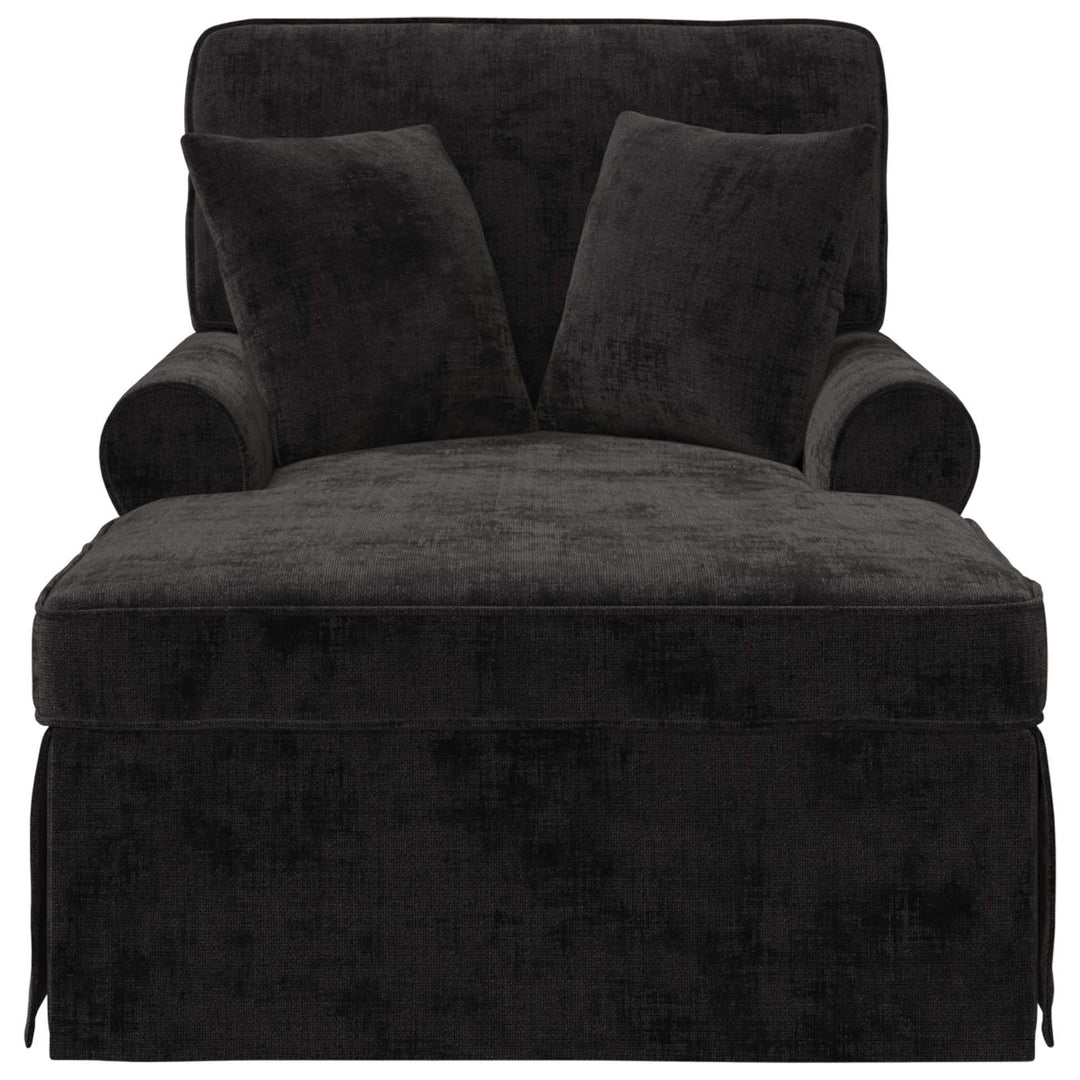 Chaise lounge med volant med pude Sort 157 x 91 x 91 cm ARES
