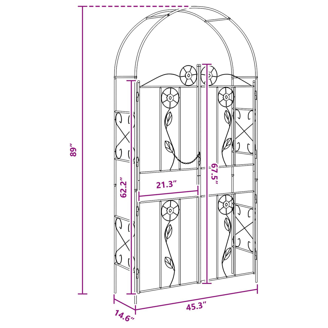 Havebue Ensfarvet Sort 115 x 37 x 226 cm