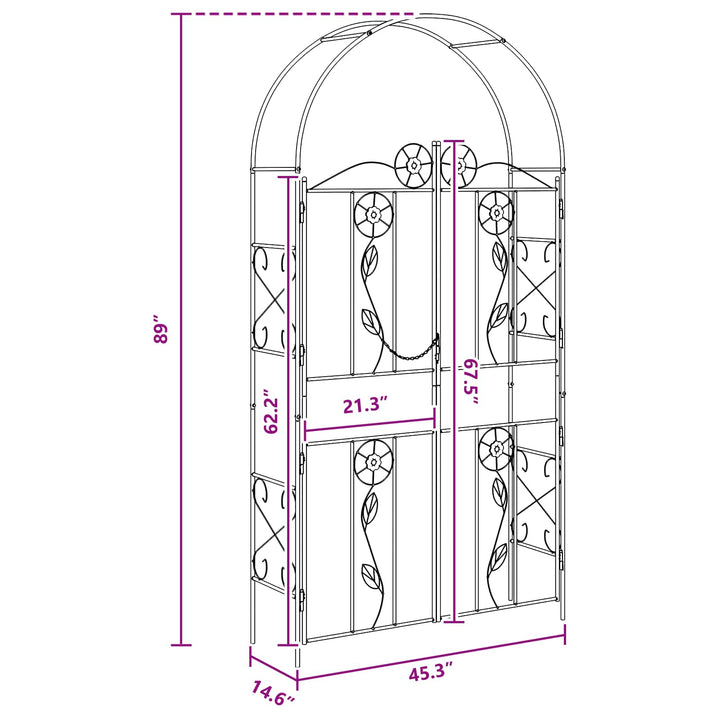 Havebue Ensfarvet Sort 115 x 37 x 226 cm