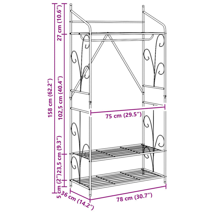 Åben Garderobe Ensfarvet 78 x 36 x 158 cm