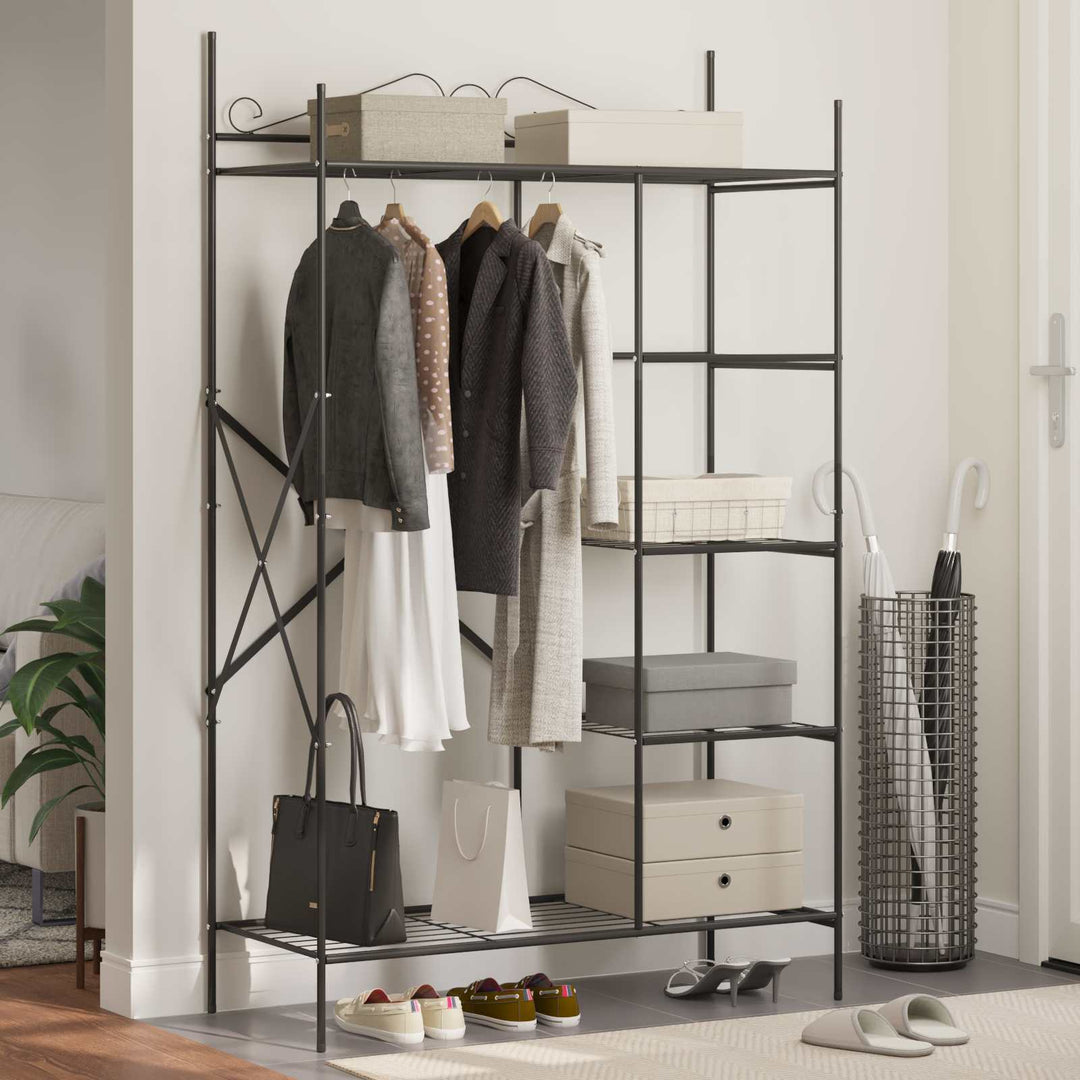 Åben Garderobe med hylde Sort 104,5 x 45 x 172 cm Stål