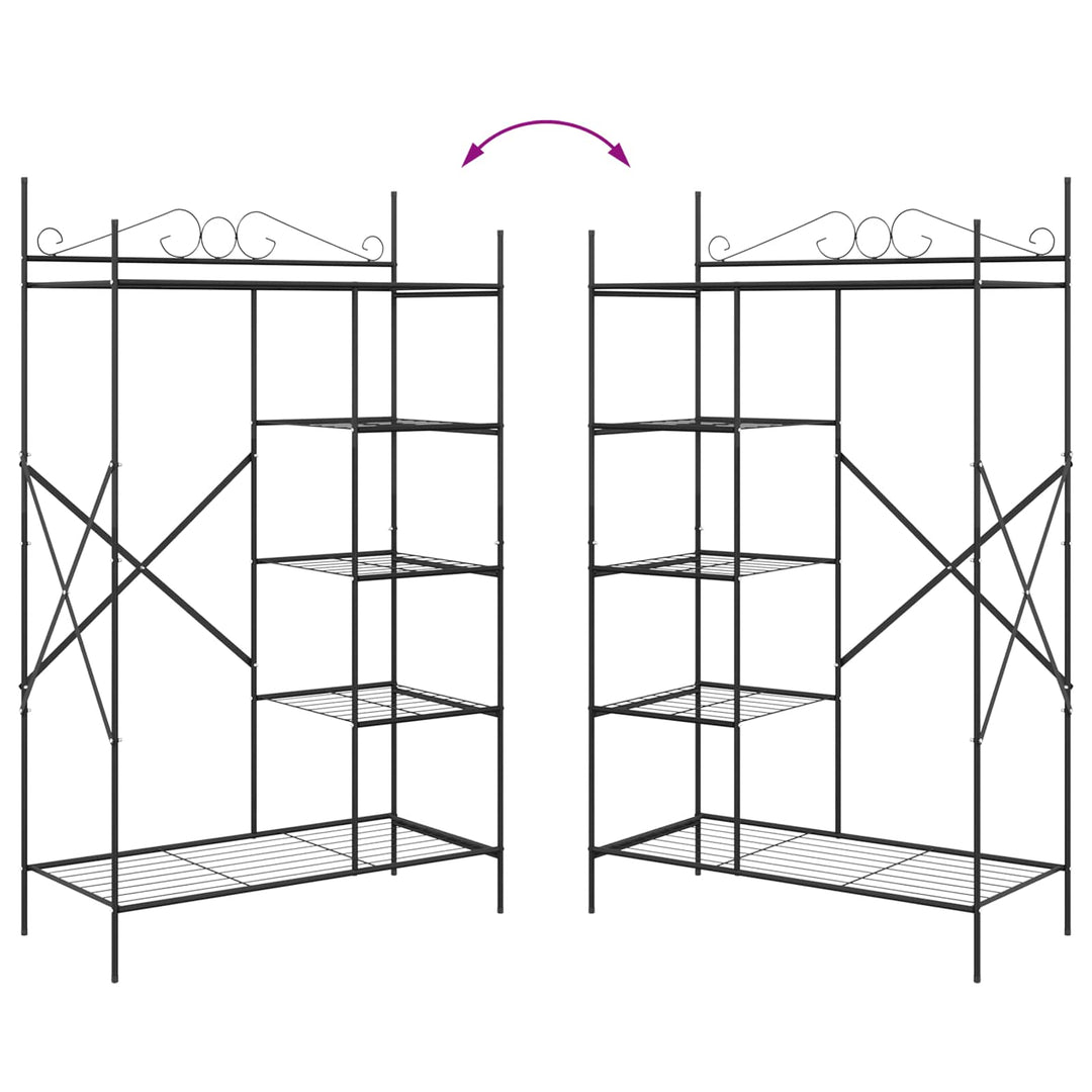 Åben Garderobe med hylde Sort 104,5 x 45 x 172 cm Stål