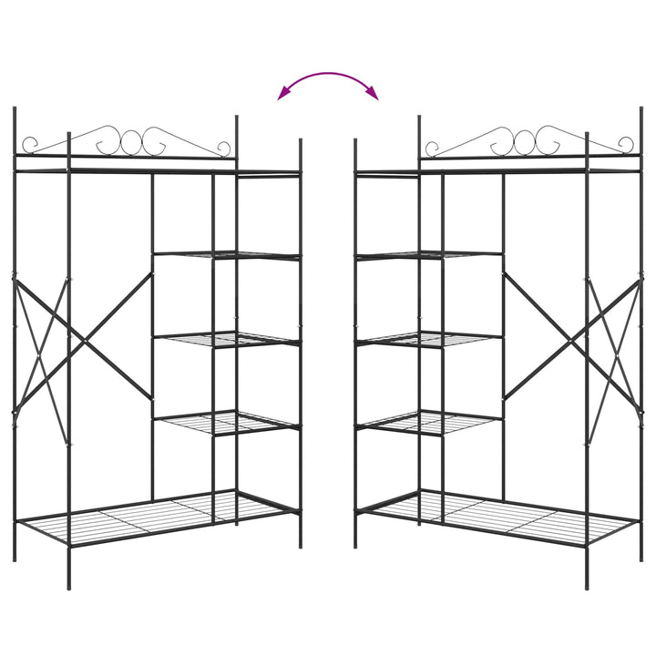 Åben Garderobe med hylde Sort 104,5 x 45 x 172 cm Stål