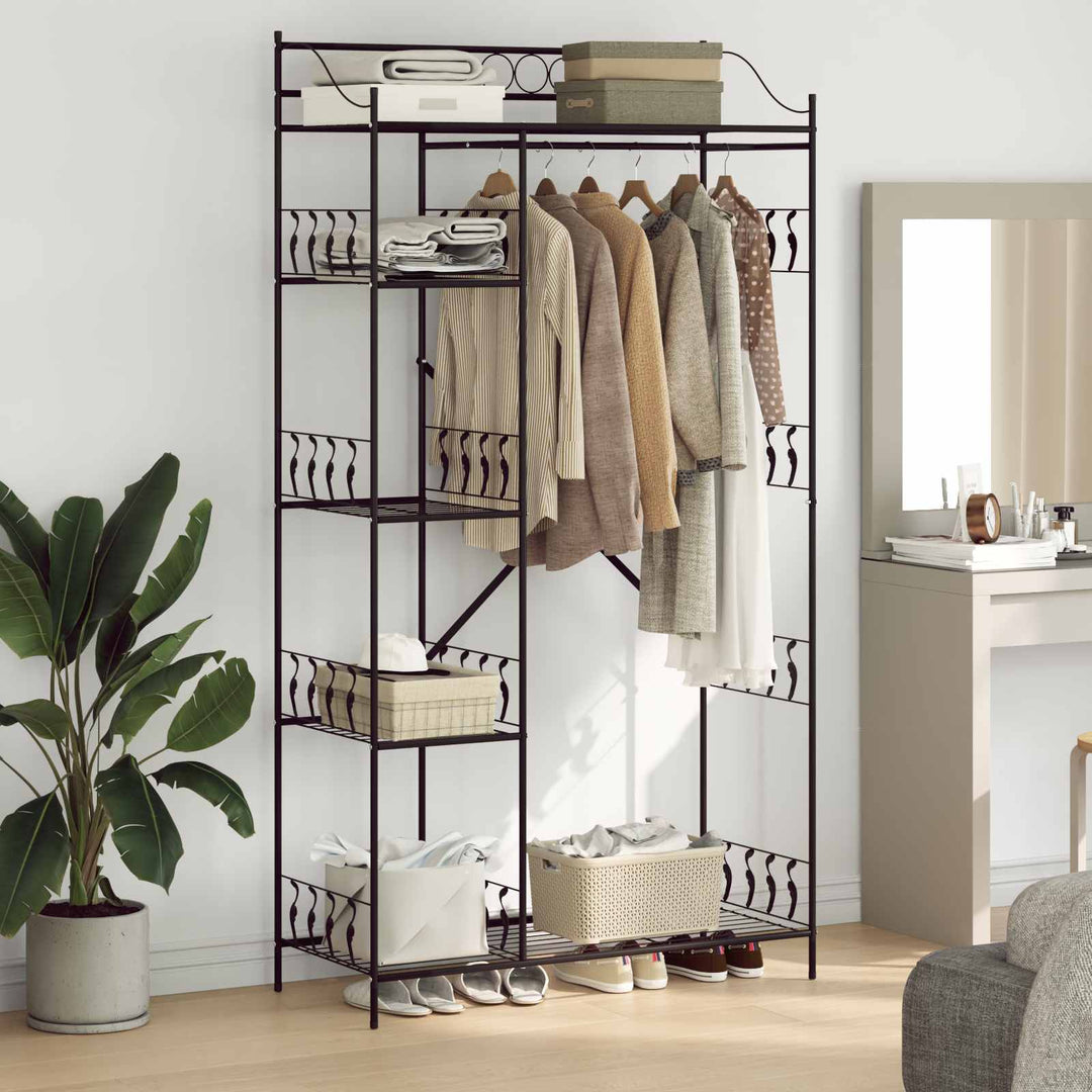 Åben Garderobe med hylde Sort 101 x 43 x 188 cm Stål